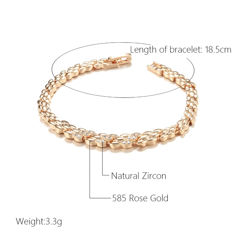 luckacco kinel fashion 585 rose gold color bracelet for women luxury natural zircon bride fine wedding daily fine jewelry 2022 new