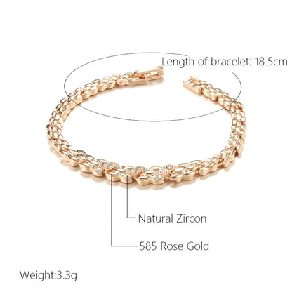 Luckacco Kinel Fashion 585 Rose Gold Color Bracelet For Women Luxury Natural Zircon Bride Fine Wedding Daily Fine Jewelry 2022 New