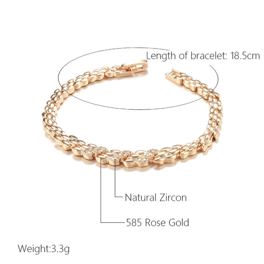 Luckacco Kinel Fashion 585 Rose Gold Color Bracelet For Women Luxury Natural Zircon Bride Fine Wedding Daily Fine Jewelry 2022 New