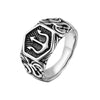 Luckacco 13.3mm Poseidon Trident Ring for Men Ancient Greek New Stainless Steel Amulet Ring Jewelry Gift