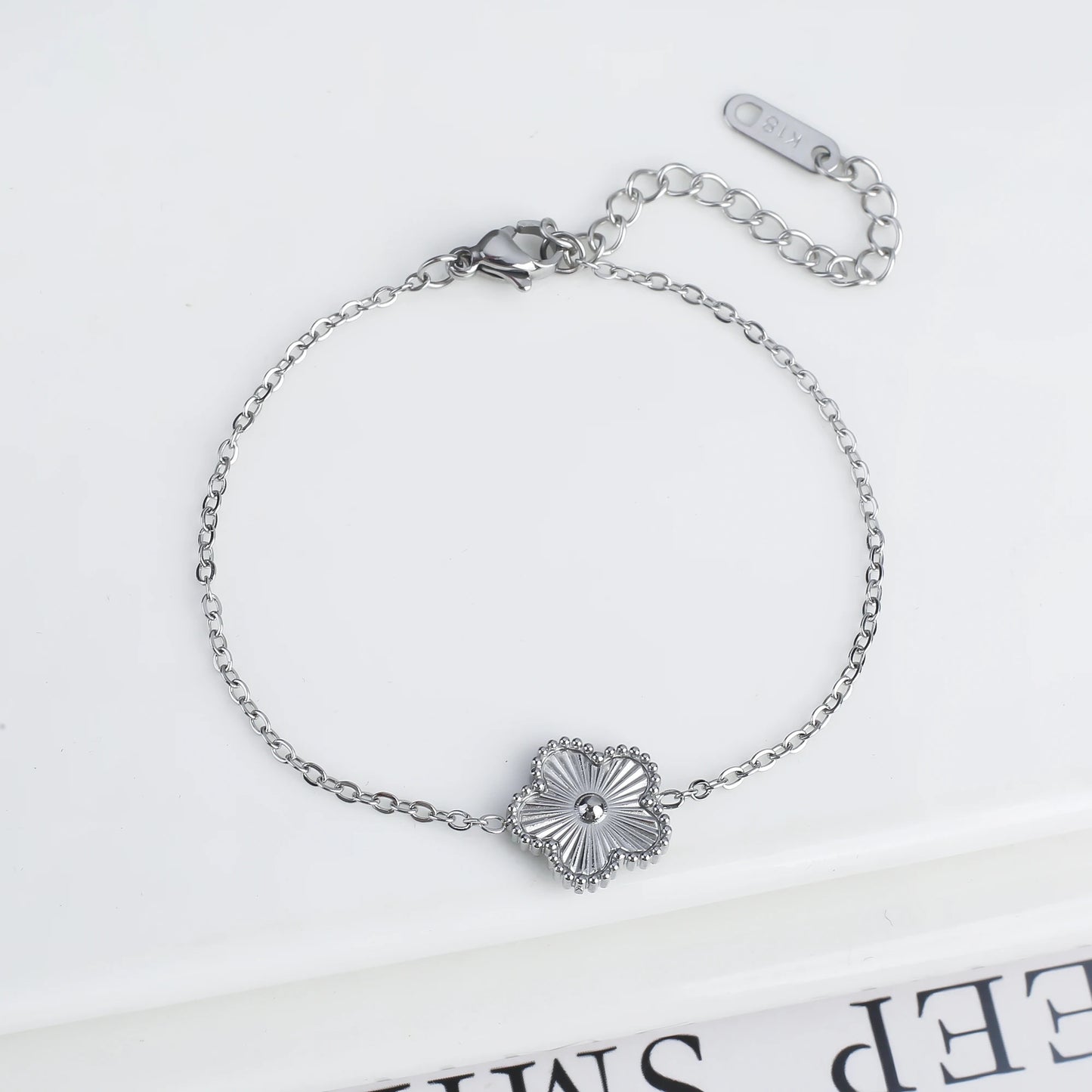 luckacco classic luxury stainless steel bracelet ladies adjustable five flower bracelets for women new fashion party jewelry gifts clover
