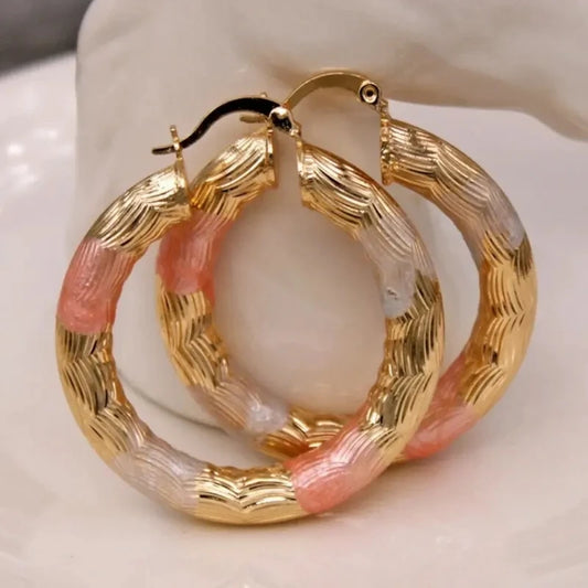 Luckacco Golden Hoop Earrings Bohemian Style Alloy Earrings Exquisite Gift Women's Daily Casual Earrings
