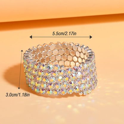 Luckacco 5 Layers Winding Models Personalised Fashion Open AB Colour Rhinestone Bracelet Jewellery Suitable for Stage Wedding Wear