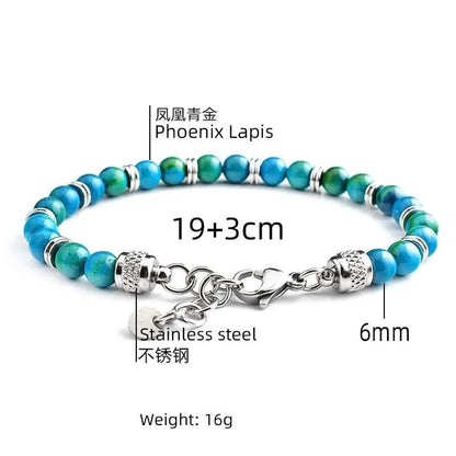 Luckacco Pulseras Hombre Natural Stone Man Beaded Bracelets Homme lapis lazuli Phoenix Stone Men's Bracelets For Men Fathers Day Gifts