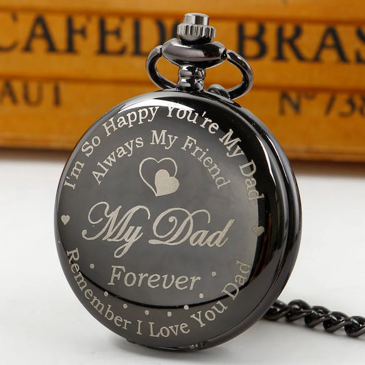 Luckacco Classic Quartz Pocket Watch Vintage Round High Quality Steel Necklace Gift for dad