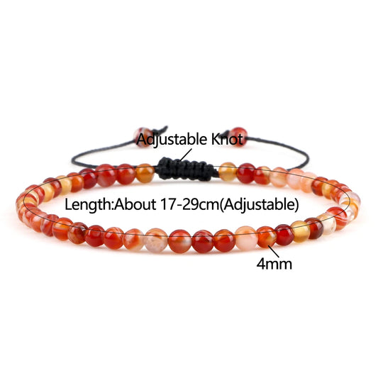 Luckacco Fashion Women Bracelets Natural Agates Onyx Stone Minimalist 4mm Beads Bracelet Handmade Girls Vacation Jewelry Best Friend Gift