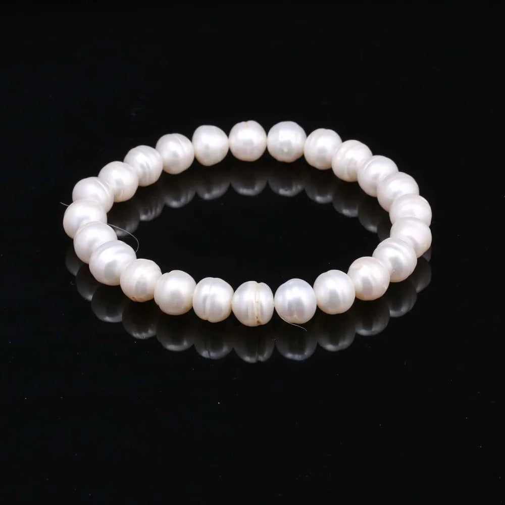 luckacco high quality 6-7 mm freshwater irregular pearl bracelets natural pearl bracelet for women pearl bracelet