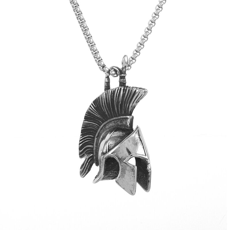 Ancient Greek Spartan Warrior Helmet Pendant Roman Viking Warrior Shield Punk Party Necklace Jewelry Gifts - luckacco