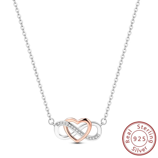 Luckacco Necklace 925 Sterling Silver Butterfly Love Heart Bear Classic Simple Adjustable Necklace For Women Girl Fashion Jewelry Gifts