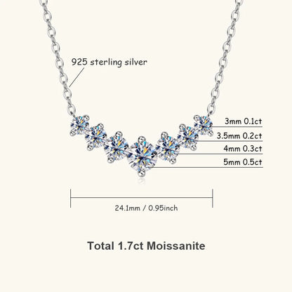 Luckacco U-Smile Moissanite Necklace D VVS1 for Women D Color Sparkling Lab Diamon Luxury Necklaces 925 Sterling Silver GRA Certified