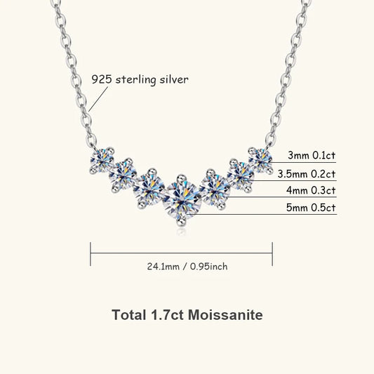 Luckacco U-Smile Moissanite Necklace D VVS1 for Women D Color Sparkling Lab Diamon Luxury Necklaces 925 Sterling Silver GRA Certified