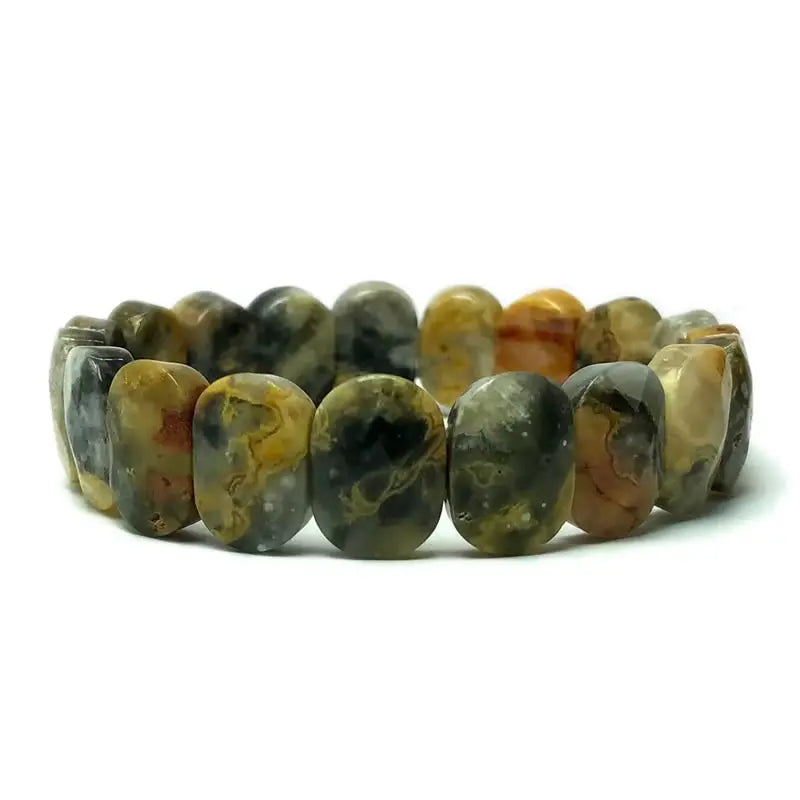 luckacco natural 10x15mm faceted flashing stone beads bracelets handmade reiki healing meditation bangles elastic rope couple jewelry