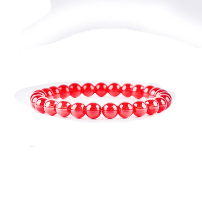 Luckacco Natural Rock Crystal Bead Bracelet Women Fashion Reiki White Clear Quartz Round Stone Strand Bangles Summer Jewelry Gift for Kid