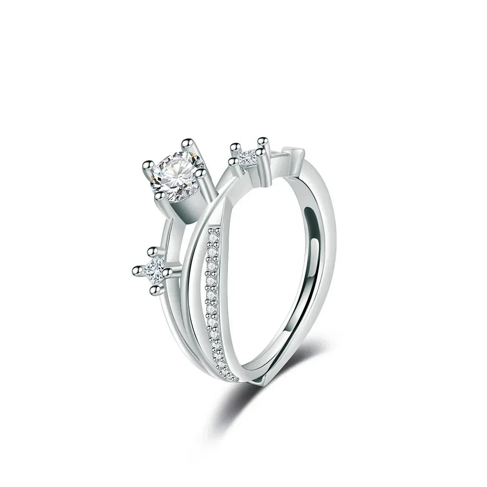 luckacco new twist design fancy women finger rings with shiny cubic zirconia exquisite engage jewelry wedding accessories кольцо женское
