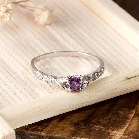 Luckacco Autumn and Winter New Style Light Luxury Style Amethyst Zirconia Women's Ring in Europe and America Simple Fashion Gem Ring
