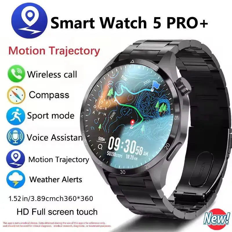 luckacco 2025 new mens smart watch 360 * 360 bluetooth call smartwatch amoled screen gps smart watches nfc waterproof smart watch for men
