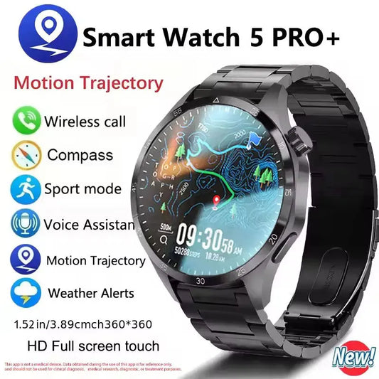 Luckacco 2025 New Mens Smart Watch 360 * 360 Bluetooth Call Smartwatch AMOLED Screen GPS Smart Watches NFC Waterproof Smart Watch for Men