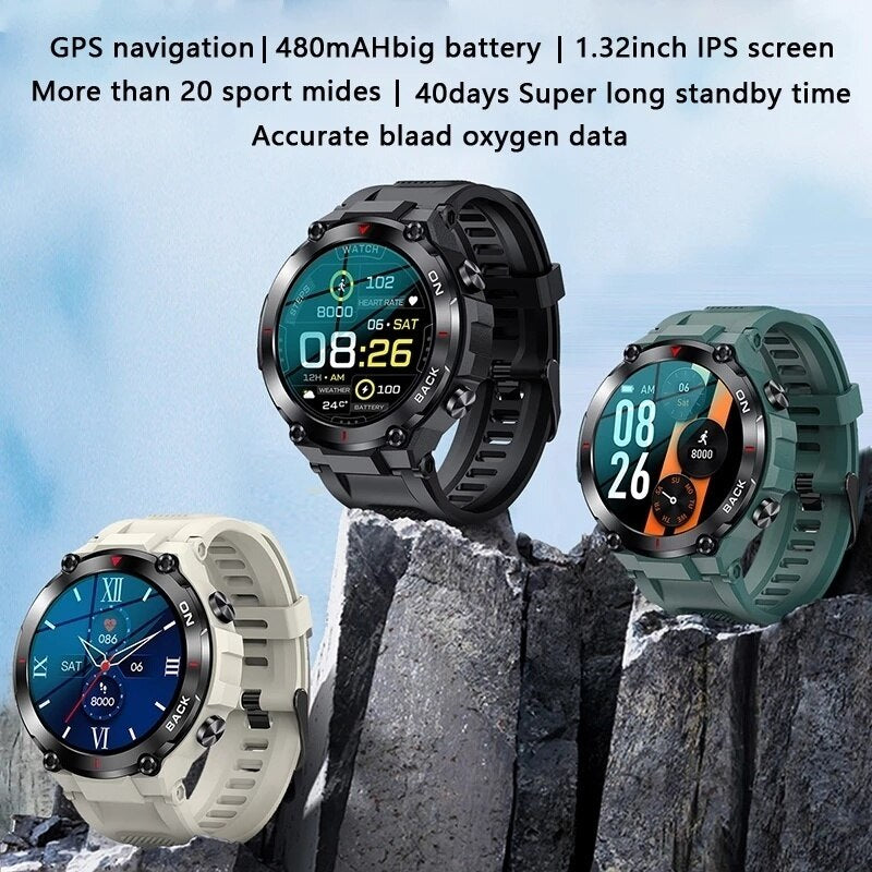 XIAOMI 480mah Fitness Tracker Heart Rate Monitor Women Outdoor Sports Smartwatch GPS Men Smart Watch Bluetooth Call Phone Watch - luckacco