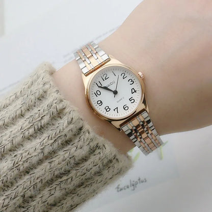 Luckacco Luxury Brand Women Watch Fashion Number Stainless Steel Quartz Wristwatch Simple Elegant Ladies Clock Reloj Mujer