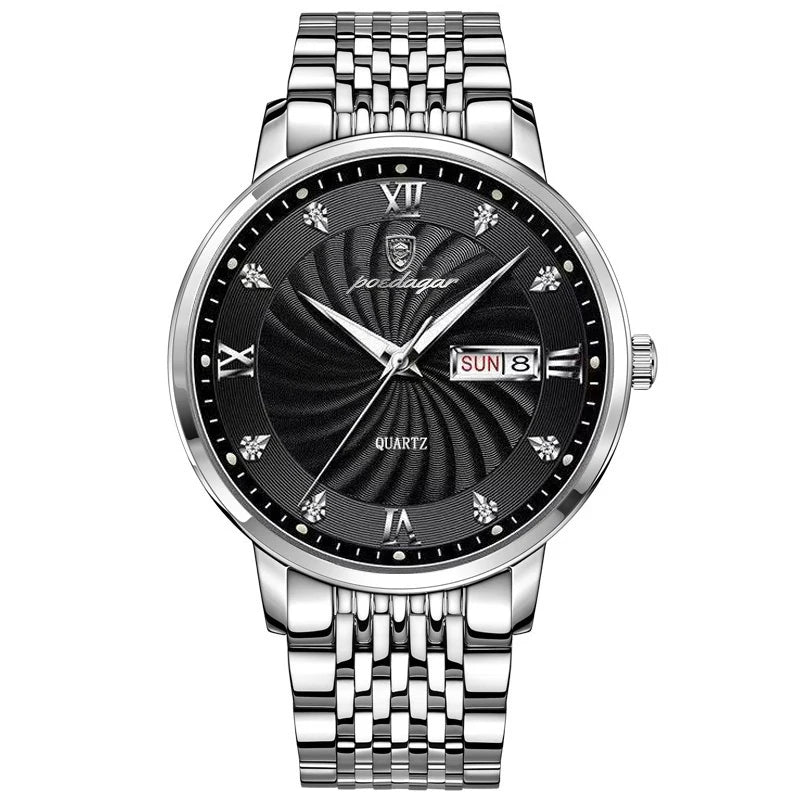 luckacco poedagar luxury brand man watch waterproof luminous date week men's quartz wristwatch stainless steel fashion sports men watches