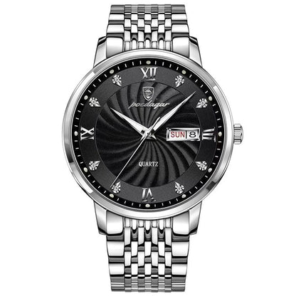 Luckacco POEDAGAR Luxury Brand Man Watch Waterproof Luminous Date Week Men's Quartz Wristwatch Stainless Steel Fashion Sports Men Watches