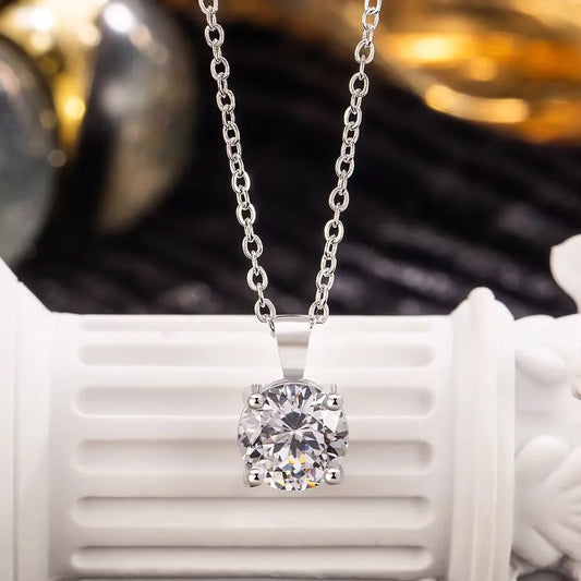Luckacco Lihong Classic Women's Necklace AAAAA Zirconia 1ct Four Prong 925 Sterling Silver Pendant Luxury Fine Jewelry