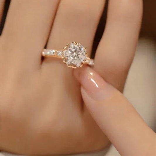 Luckacco Charm Women Silver Color Oval Rings Fashion White Stones Wedding Engagement Bridal Ring Jewelry