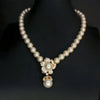 Luckacco Fashionable Retro Style Atmospheric Inlaid Zircon Flower Pendant Pearl Short Banquet Party Necklace Elegant And