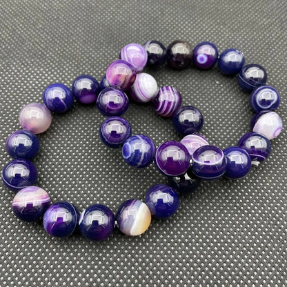 Luckacco 6/8/10 mm Dreamlike Purple Pink Agate Beaded Bracelet Natural Stone Gradient Style Beads Bracletes for Women Hand Jewelry Gift