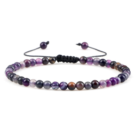 Luckacco Fashion Women Bracelets Natural Agates Onyx Stone Minimalist 4mm Beads Bracelet Handmade Girls Vacation Jewelry Best Friend Gift