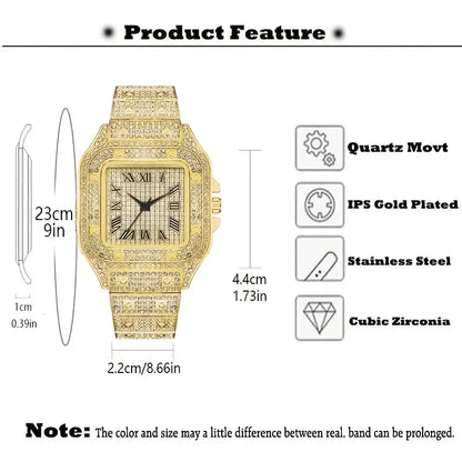 Luckacco Luxury Classic Business Men's Steel Strap Square Roman Scale Rhinestone Quartz Watch Fashion Male Wristwatch Relogio Masculino