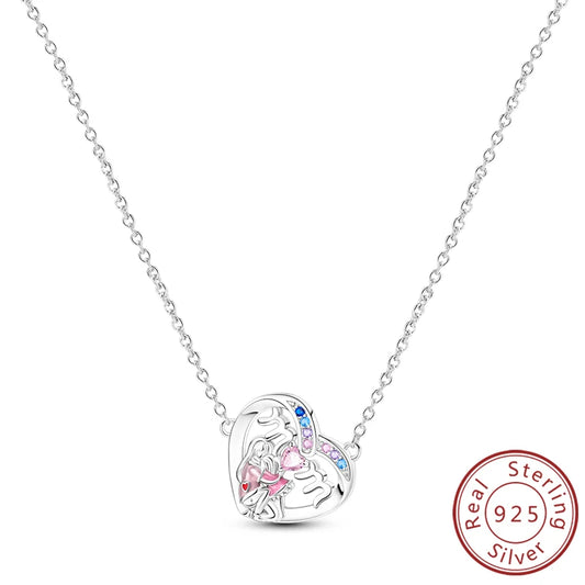 Luckacco Necklace 925 Sterling Silver Butterfly Love Heart Bear Classic Simple Adjustable Necklace For Women Girl Fashion Jewelry Gifts