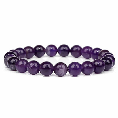 Luckacco Purple Stone Bracelet 8mm Natural Stone Fire Dragon Agates Amethysts Fluorite Jasper Beads Elastic Bracelets For Women Men