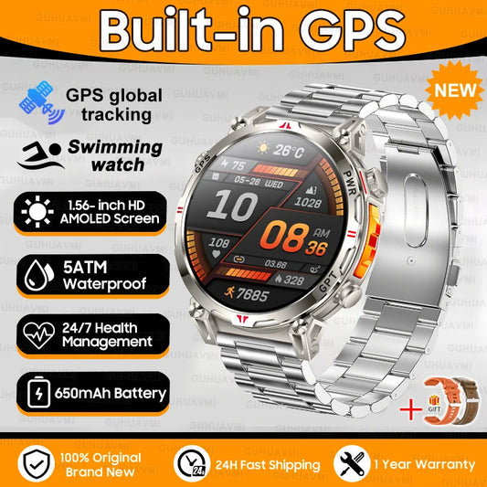 Luckacco New Military T-Rex 3 Bluetooth Call Smart Watch GPS Compass Barometric Altimeter 10ATM Waterproof Sports Smart Watch
