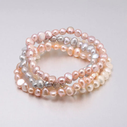 Luckacco High Quality 6-7 mm Freshwater Irregular Pearl Bracelets Natural Pearl Bracelet for Women Pearl Bracelet
