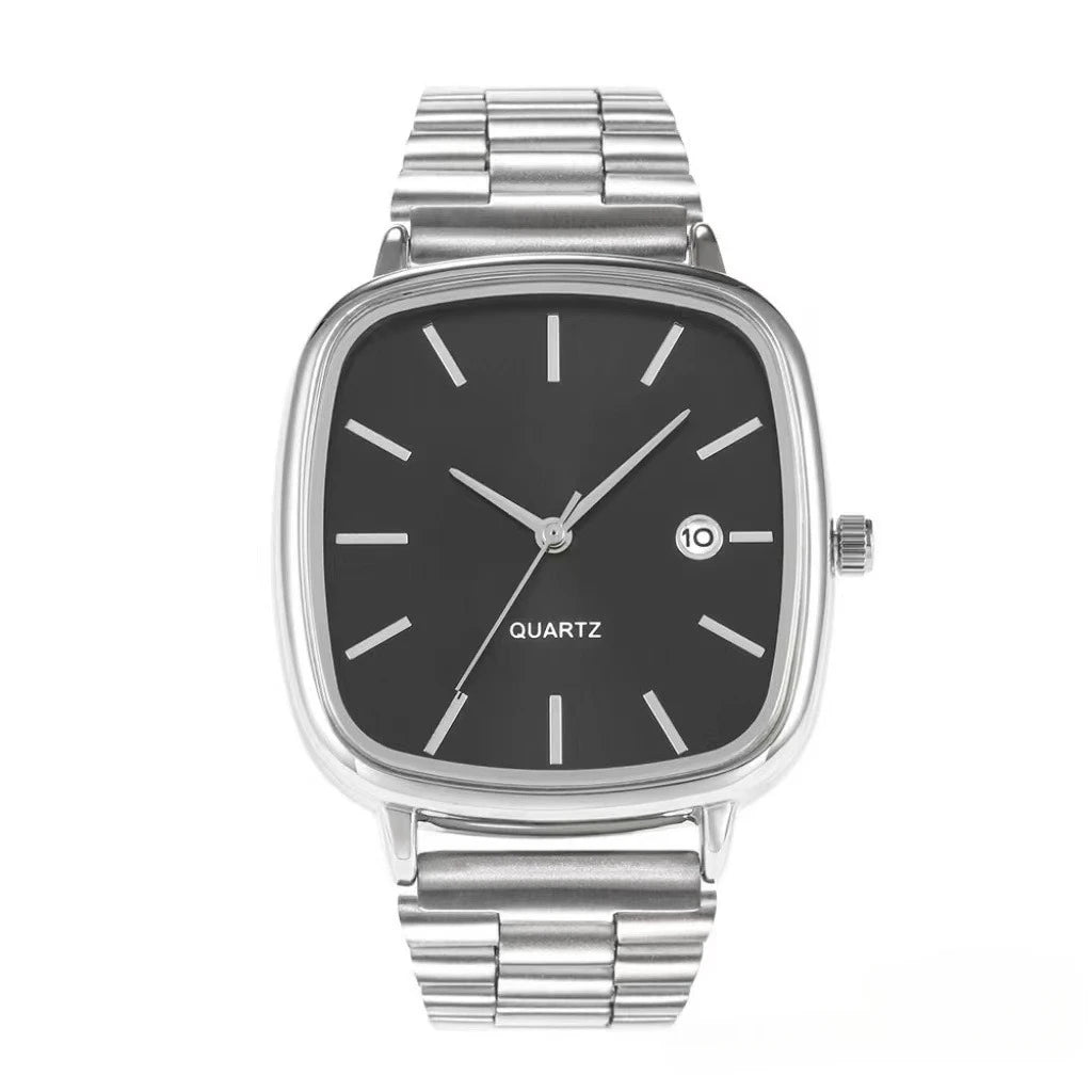 luckacco fashion brand men watch steel strap business calendar quartz watches luxury wristwatches gift  big dial clock