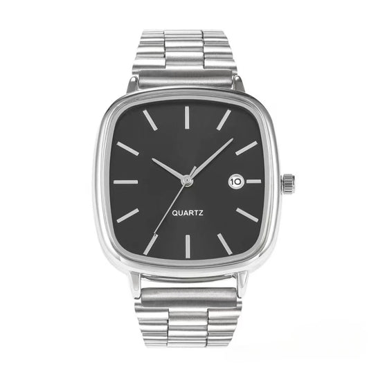 Luckacco Fashion Brand Men Watch Steel Strap Business Calendar Quartz Watches Luxury Wristwatches Gift  Big Dial Clock