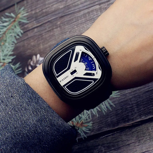 Luckacco UTHAI CE96 Punk Style Square Wheel Man watch Fashion Wheel Fashion Watch Wild Belt Waterproof Quartz Watch watches for man