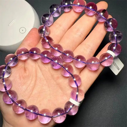 Luckacco 13MM Natural Brazilian Amethyst Bracelet Fortune Energy Bangle Mineral String Woman Amulet Jewelry Healing Gift 1pcs