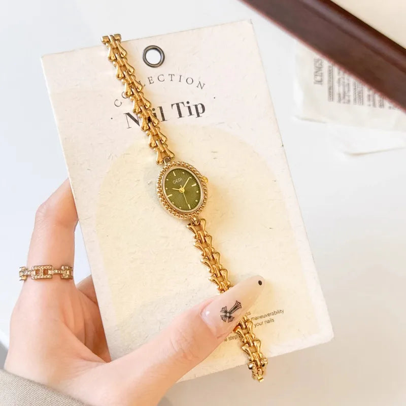 luckacco elegant ladies quartz watch gold bracelet small wrist clock stylish waterproof high quality watches for women