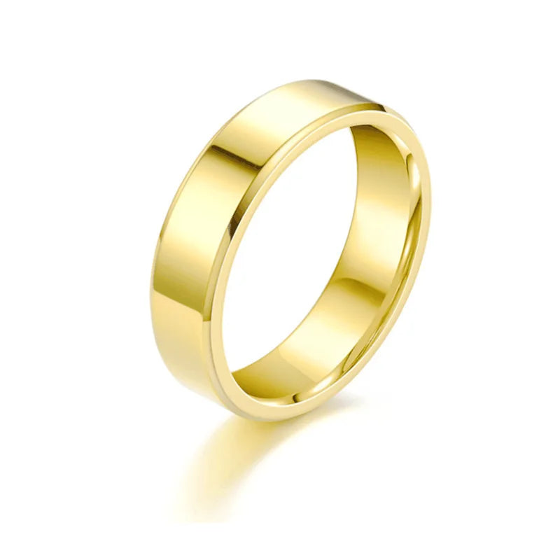 luckacco stainless steel couple rings gold colour simple women men lovers wedding jewelry halloween and christmas gifts