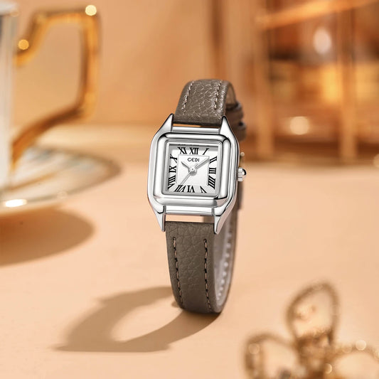 Luckacco Small and exquisite small square dial women's watch new light luxury retro belt watch ladies quartz watch
