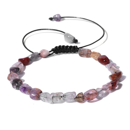 Luckacco Natural Crystal Gravel Stone Bracelets For Women Healing Irregular Amethysts Lapis Lazuli Rose Quartzs Chain Bracelet Jewelry