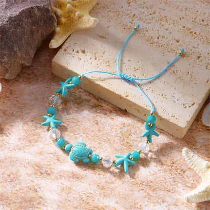 Luckacco Bohemian Imitation Shell Beads Bracelet For Women Sea Star Turtle Woven Rope Bracelet Handmade Friendship Beach Holiday  Jewelry