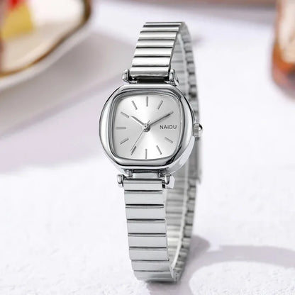 Luckacco Brand Small Square Ladies Watches Adjustable Stainless Steel Strap Quartz Wristwatches for Women Fashion Luxury Gift Clock