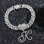 New A-Z Cursive Letter Initial Heart Cuban Anklets For Women Hip Hop Bling Rhinestone Cuban Chain Anklet Bracelet Foot Jewelry