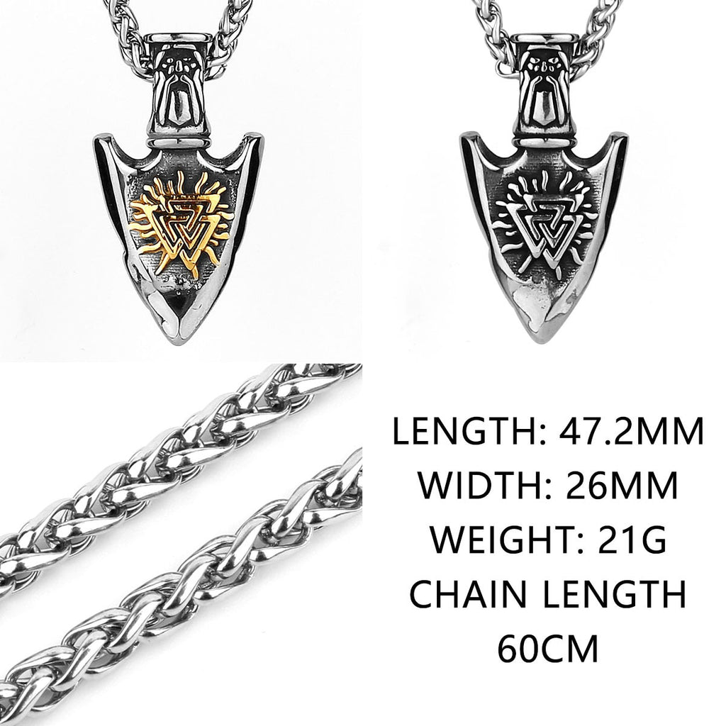 HNSP 316L Stainless Steel Pendant Viking Warrior Anchor Triangle Rune Chain Necklace For Men Male Neck Jewelry Accessories Gift - luckacco