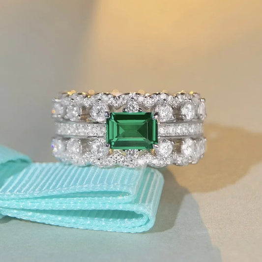Luckacco Delicacy Luxury white gold solid platinum PT950 women's diamond ring Ring Female Emerald Cut