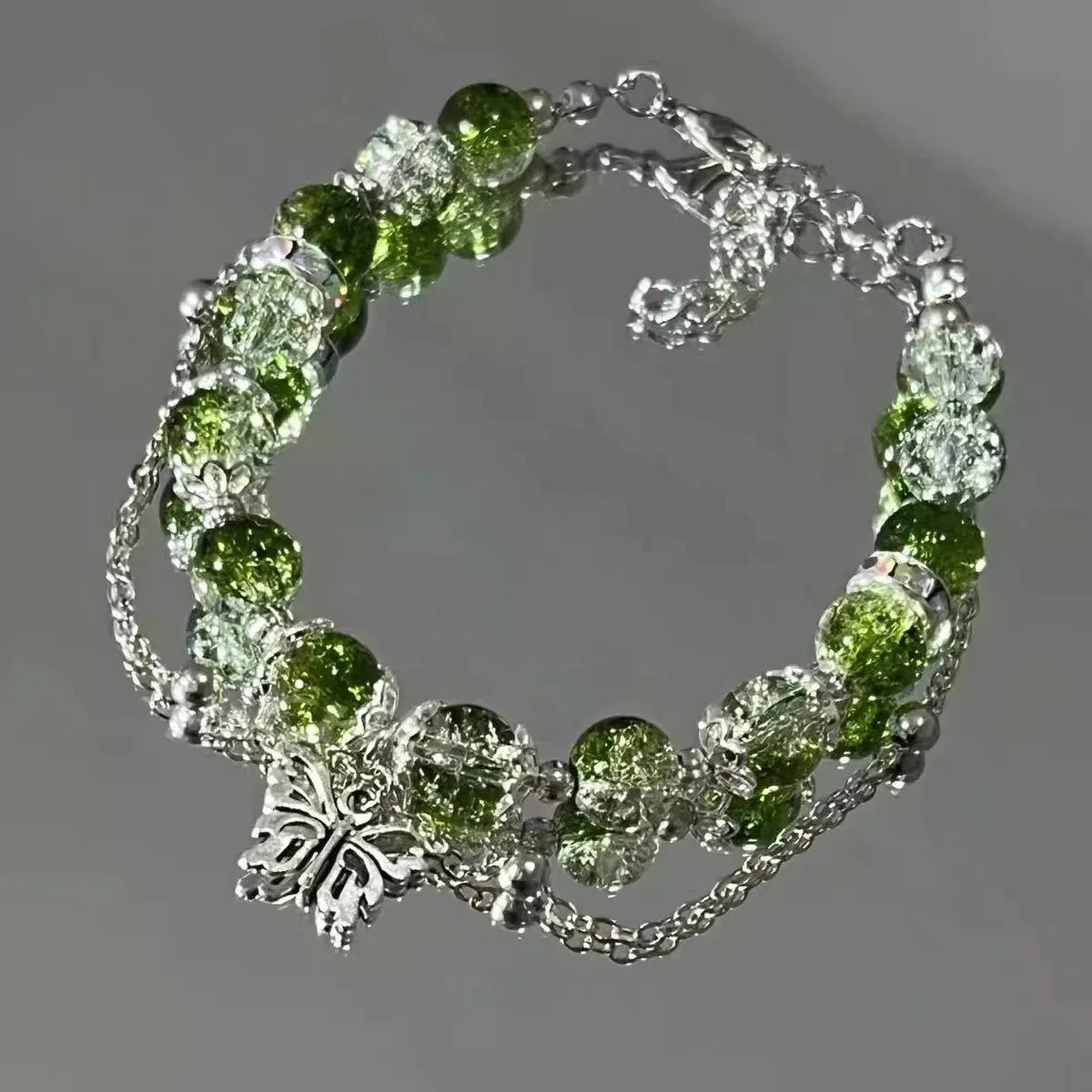 luckacco exquisite natural stone bracelet elegant lily of the valley flower pendant elastic beaded bracelets for women party jewelry gift