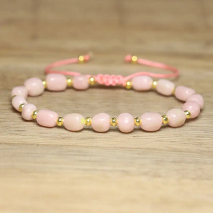 Luckacco Natural Stone Beaded Bracelet, Adjustable Handcrafted Bracelet, Bohemian Style, Having the Effect of Calming the Body and Mind